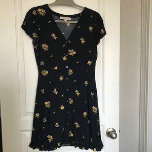 Loft Navy and Yellow Floral Dress